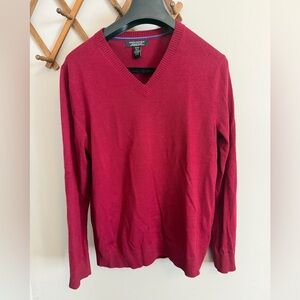 Banana Republic Maroon Merino Wool V-Neck Sweater M